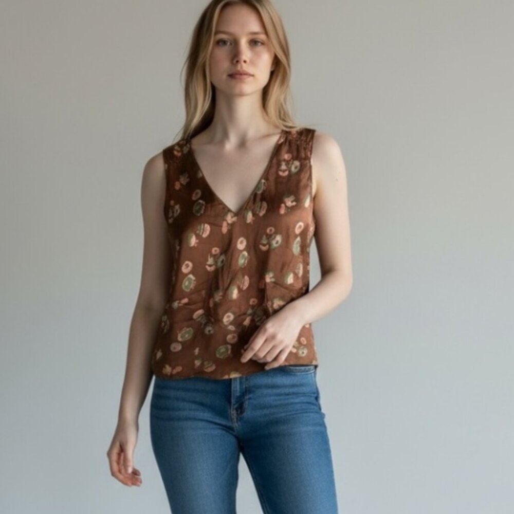 Marc Jacobs Silk Floral Brown Top 12